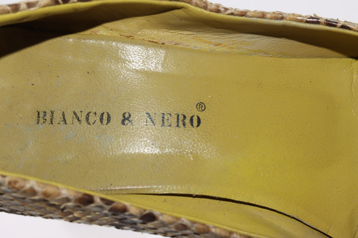 Bianco&Nero Decoltè Vintage Anni 70' Basse Beige Pitonata Eur 35 Donna