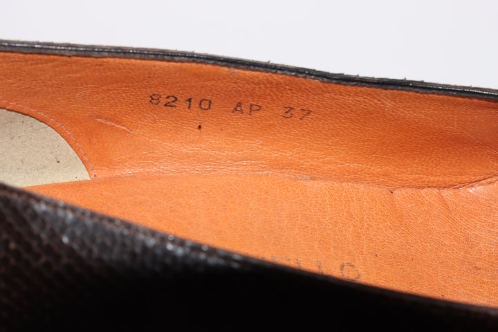 Pempinello Decoltè Vintage Anni 70' Basse Marrone Pitonata Eur 37 Donna