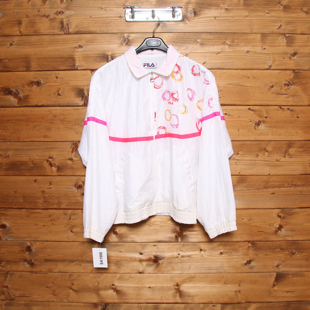 Fila Track Top Vintage Bianco e Rosa Taglia 44 Donna