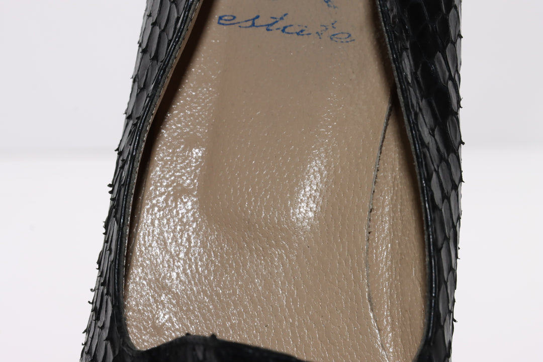 VR Estate Mocassino Vintage Anni 70' Basse Nero Pitonata Eur 40 Unisex
