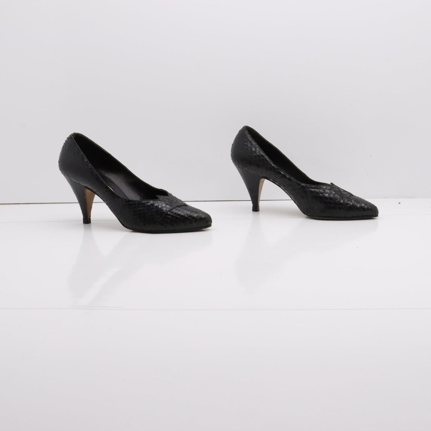 Romagnoli Decoltè Vintage Anni 70' Basse Nero Pitonata Eur 38 Donna