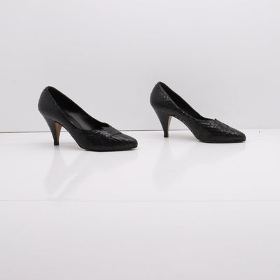 Romagnoli Decoltè Vintage Anni 70' Basse Nero Pitonata Eur 38 Donna