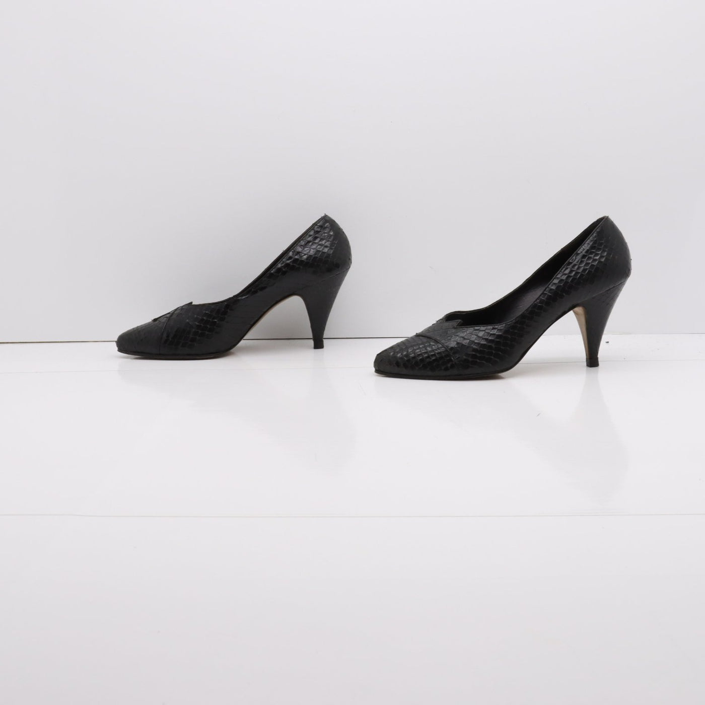 Romagnoli Decoltè Vintage Anni 70' Basse Nero Pitonata Eur 38 Donna