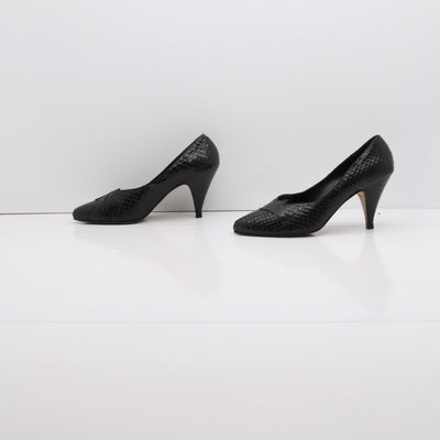 Romagnoli Decoltè Vintage Anni 70' Basse Nero Pitonata Eur 38 Donna