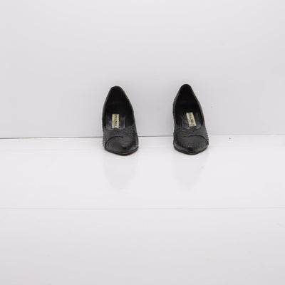 Romagnoli Decoltè Vintage Anni 70' Basse Nero Pitonata Eur 38 Donna