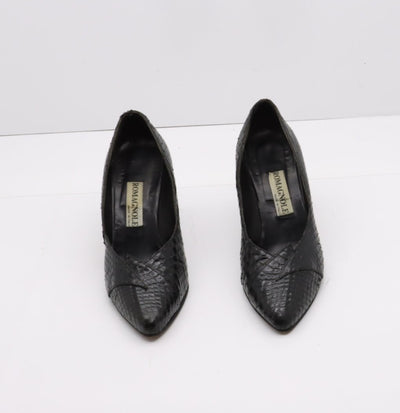 Romagnoli Decoltè Vintage Anni 70' Basse Nero Pitonata Eur 38 Donna