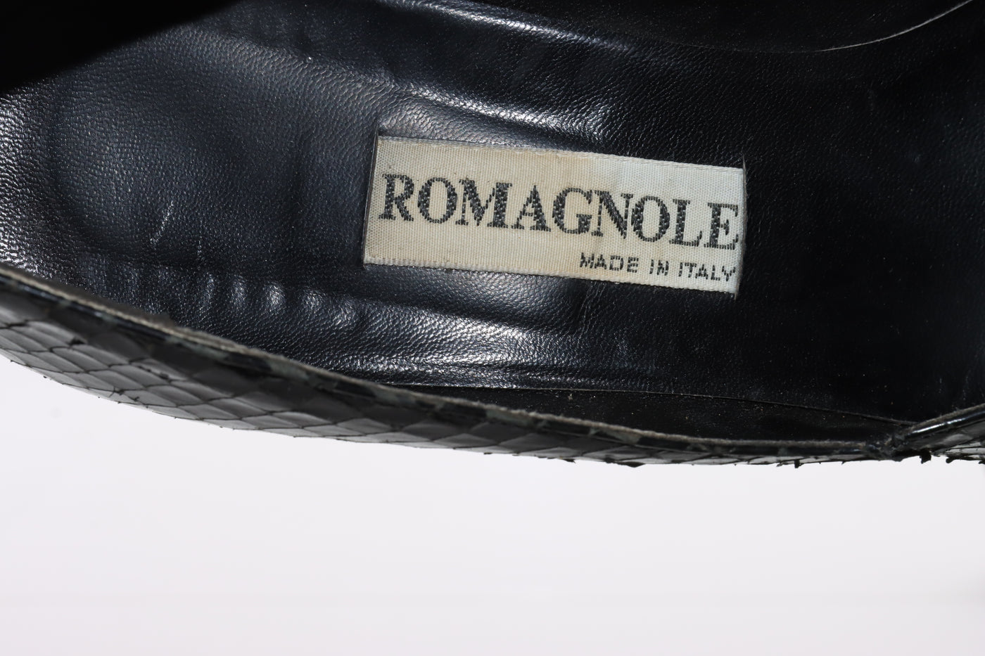 Romagnoli Decoltè Vintage Anni 70' Basse Nero Pitonata Eur 38 Donna