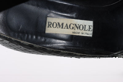 Romagnoli Decoltè Vintage Anni 70' Basse Nero Pitonata Eur 38 Donna
