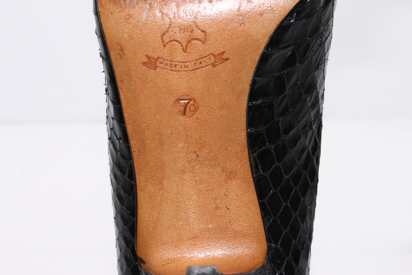 Romagnoli Decoltè Vintage Anni 70' Basse Nero Pitonata Eur 38 Donna