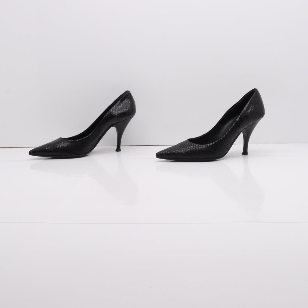 Malù Decoltè Vintage Anni 80' Basse Nero Pitonata Eur 35 Donna
