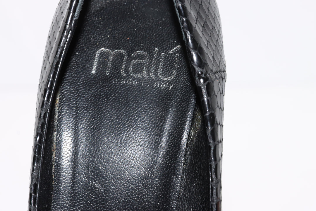 Malù Decoltè Vintage Anni 80' Basse Nero Pitonata Eur 35 Donna
