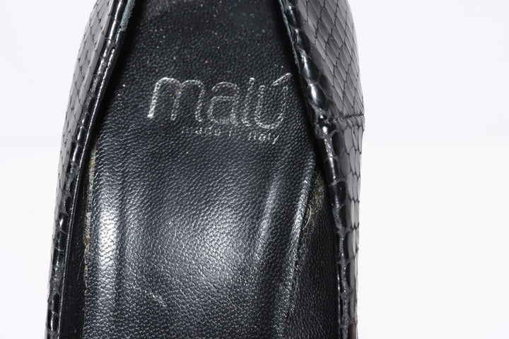 Malù Decoltè Vintage Anni 80' Basse Nero Pitonata Eur 35 Donna