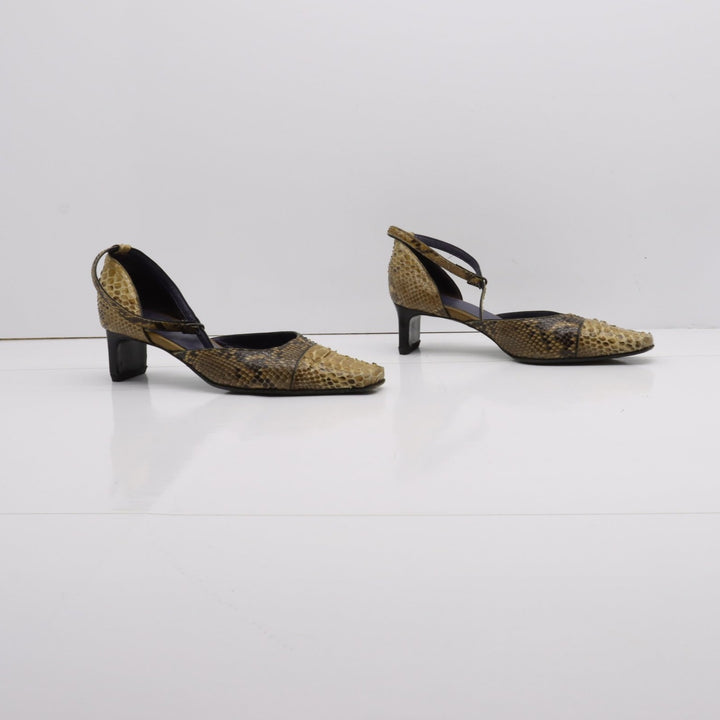 Sandalo Vintage Anni 70' Basse Marrone Pitonata Eur 35 Donna