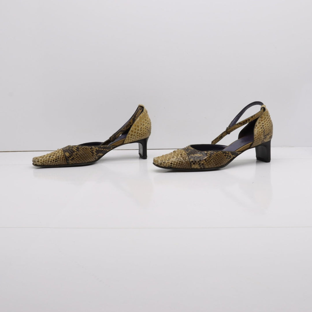 Sandalo Vintage Anni 70' Basse Marrone Pitonata Eur 35 Donna