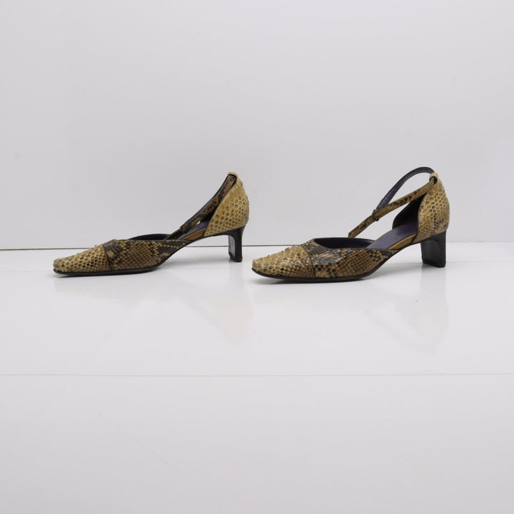 Sandalo Vintage Anni 70' Basse Marrone Pitonata Eur 35 Donna