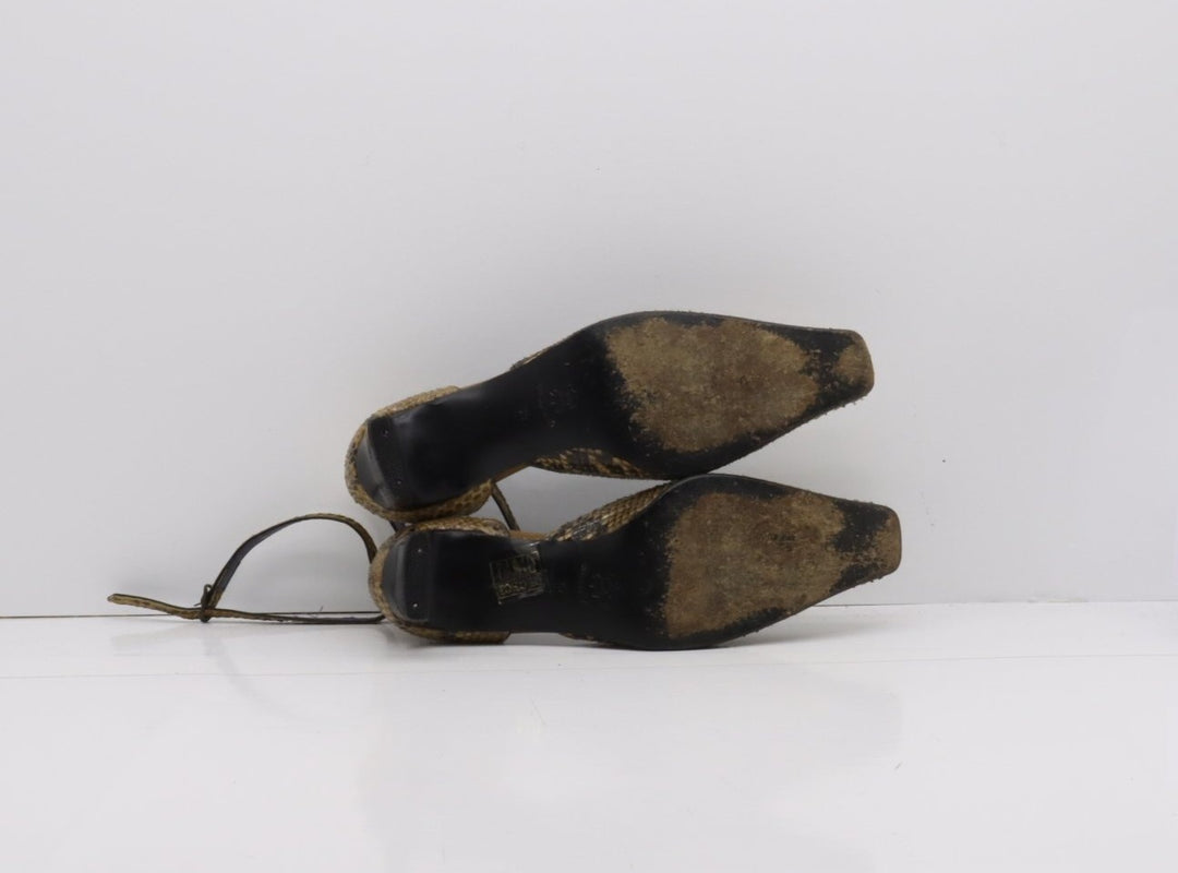 Sandalo Vintage Anni 70' Basse Marrone Pitonata Eur 35 Donna