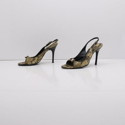 Luciano Padovan Sandalo Vintage Anni 70' Basse Beige Pitonata Eur 37 Donna
