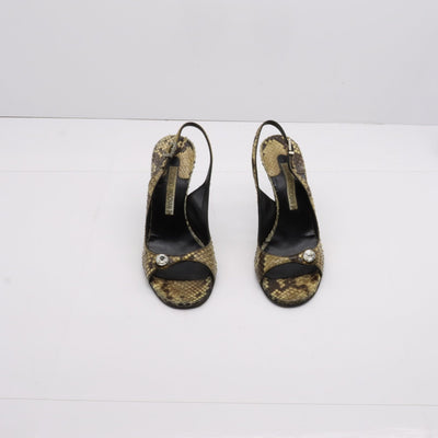 Luciano Padovan Sandalo Vintage Anni 70' Basse Beige Pitonata Eur 37 Donna
