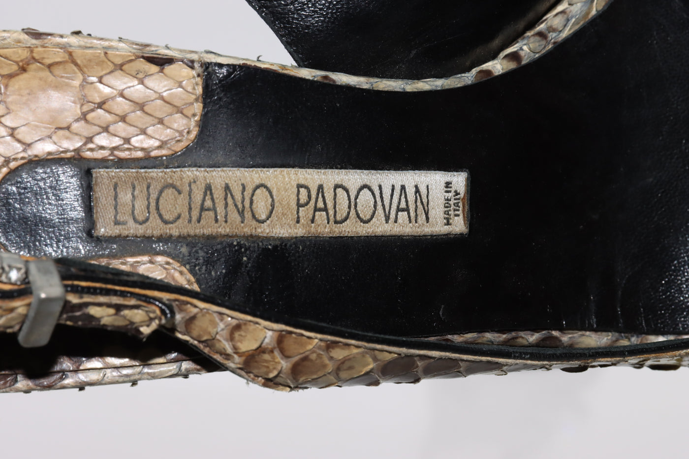 Luciano Padovan Sandalo Vintage Anni 70' Basse Beige Pitonata Eur 37 Donna