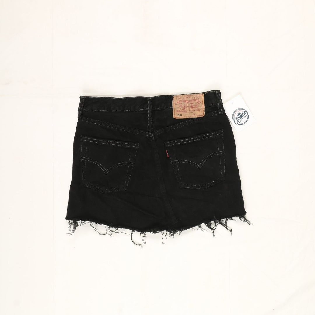 Levi's 501 Minigonna di Jeans Nero Taglia W29 Vintage Donna