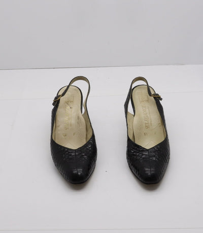 Eleganoe (Ara) Sandalo Vintage Anni 70' Basse Nero Pitonata Eur 5 1/2 Donna
