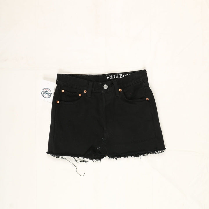 Levi's 501 Minigonna di Jeans Nero Taglia W28 Vintage Donna