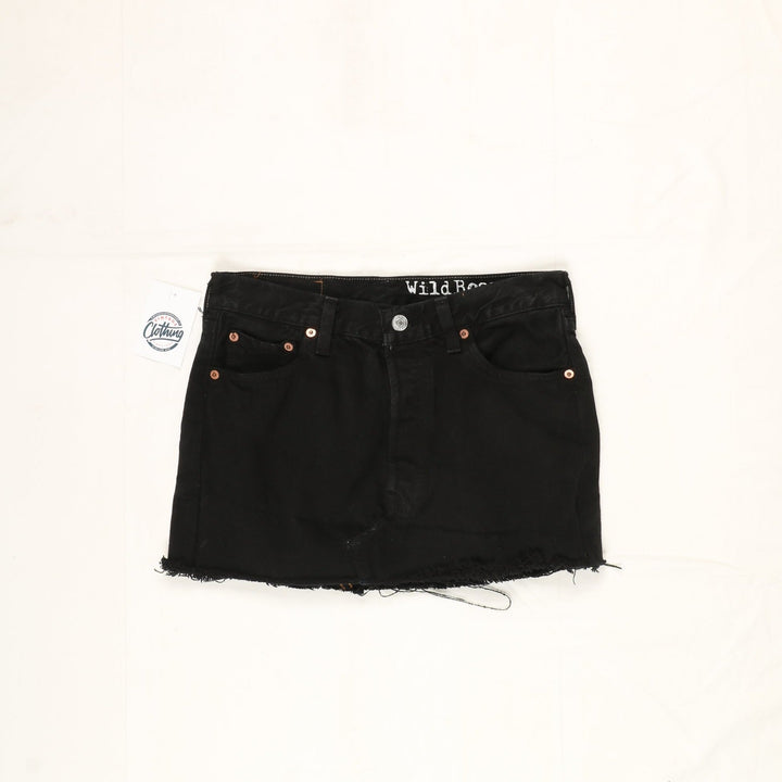 Levi's 501 Minigonna di Jeans Nero Taglia W30 Vintage Donna