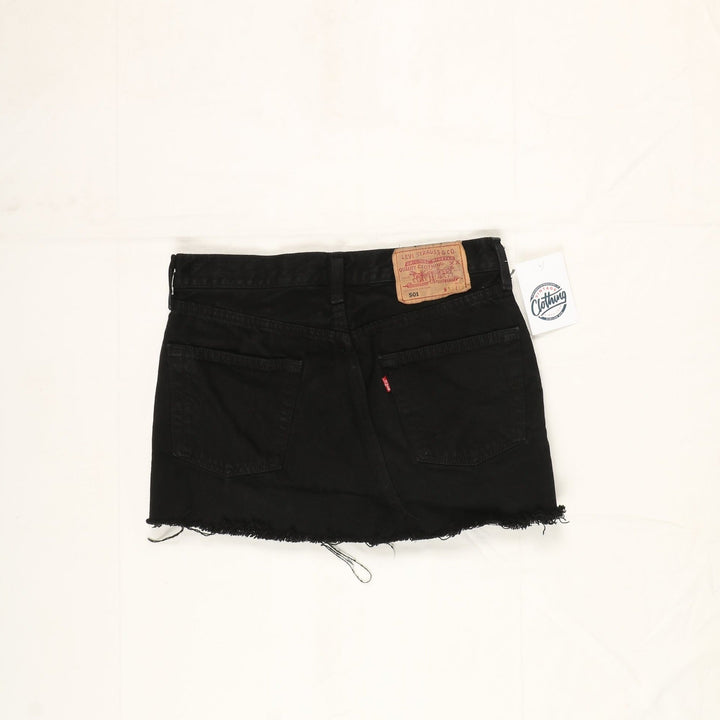 Levi's 501 Minigonna di Jeans Nero Taglia W30 Vintage Donna