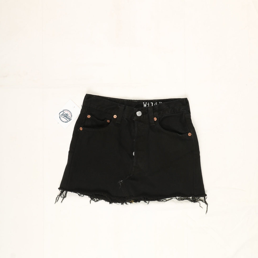 Levi's 501 Minigonna di Jeans Nero Taglia W27 Vintage Donna