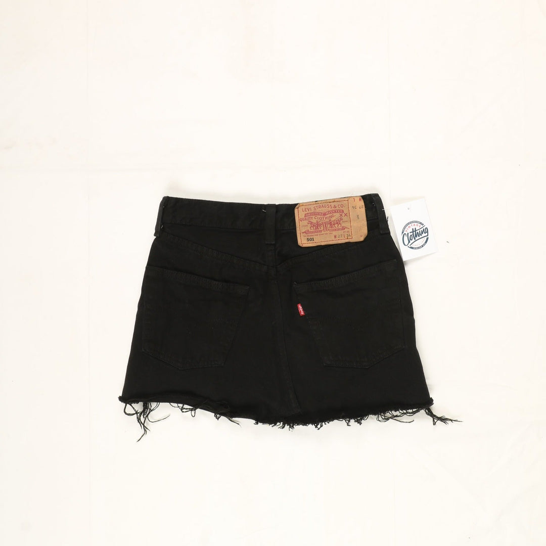 Levi's 501 Minigonna di Jeans Nero Taglia W27 Vintage Donna
