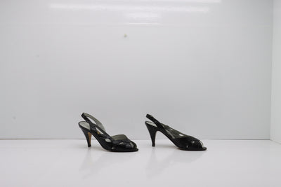 G.F. Moda Sandalo Vintage Anni 70' Basse Nero Pitonata Eur 37 Donna