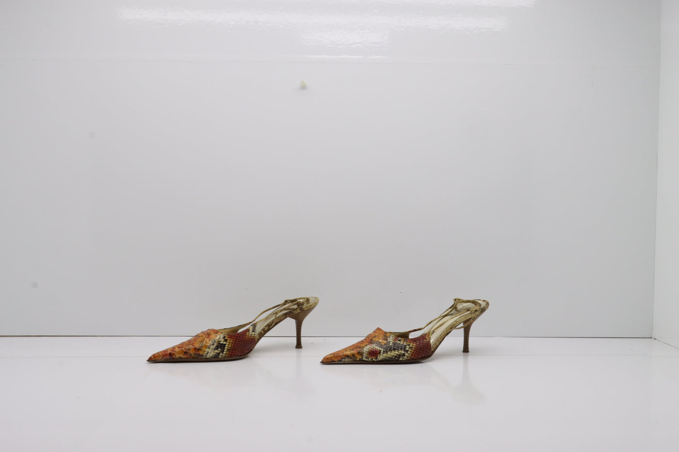 Linea Sandalo Vintage Anni 70' Basse Marrone con Fantasia Pitonata Eur 36 Donna