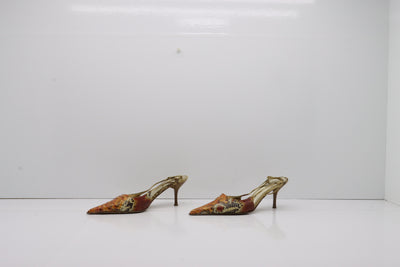 Linea Sandalo Vintage Anni 70' Basse Marrone con Fantasia Pitonata Eur 36 Donna