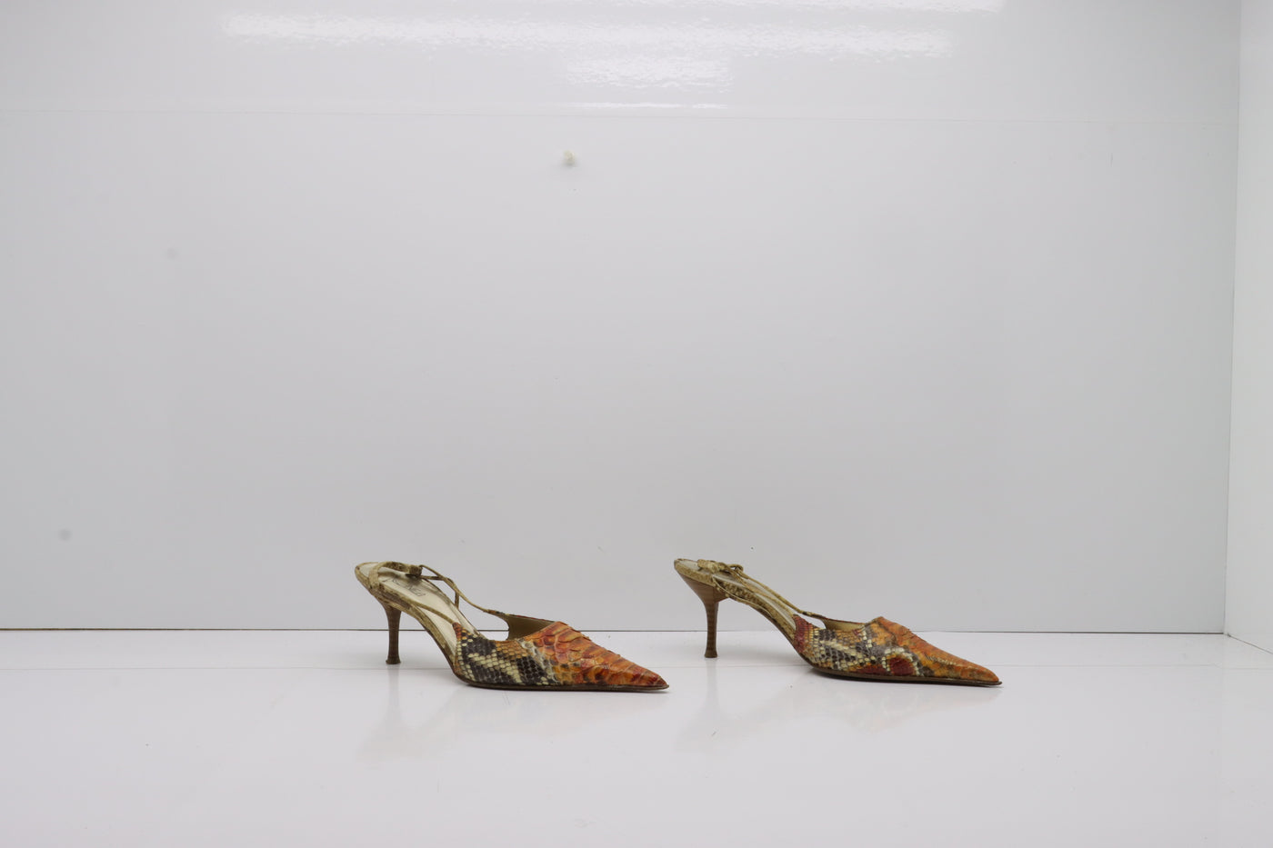 Linea Sandalo Vintage Anni 70' Basse Marrone con Fantasia Pitonata Eur 36 Donna