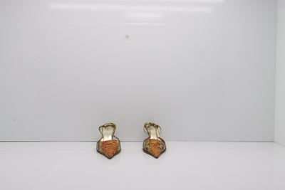 Linea Sandalo Vintage Anni 70' Basse Marrone con Fantasia Pitonata Eur 36 Donna