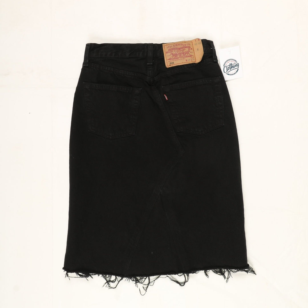 Levi's 501 Longuette Gonna di Jeans Nero Taglia W28 Vintage Donna