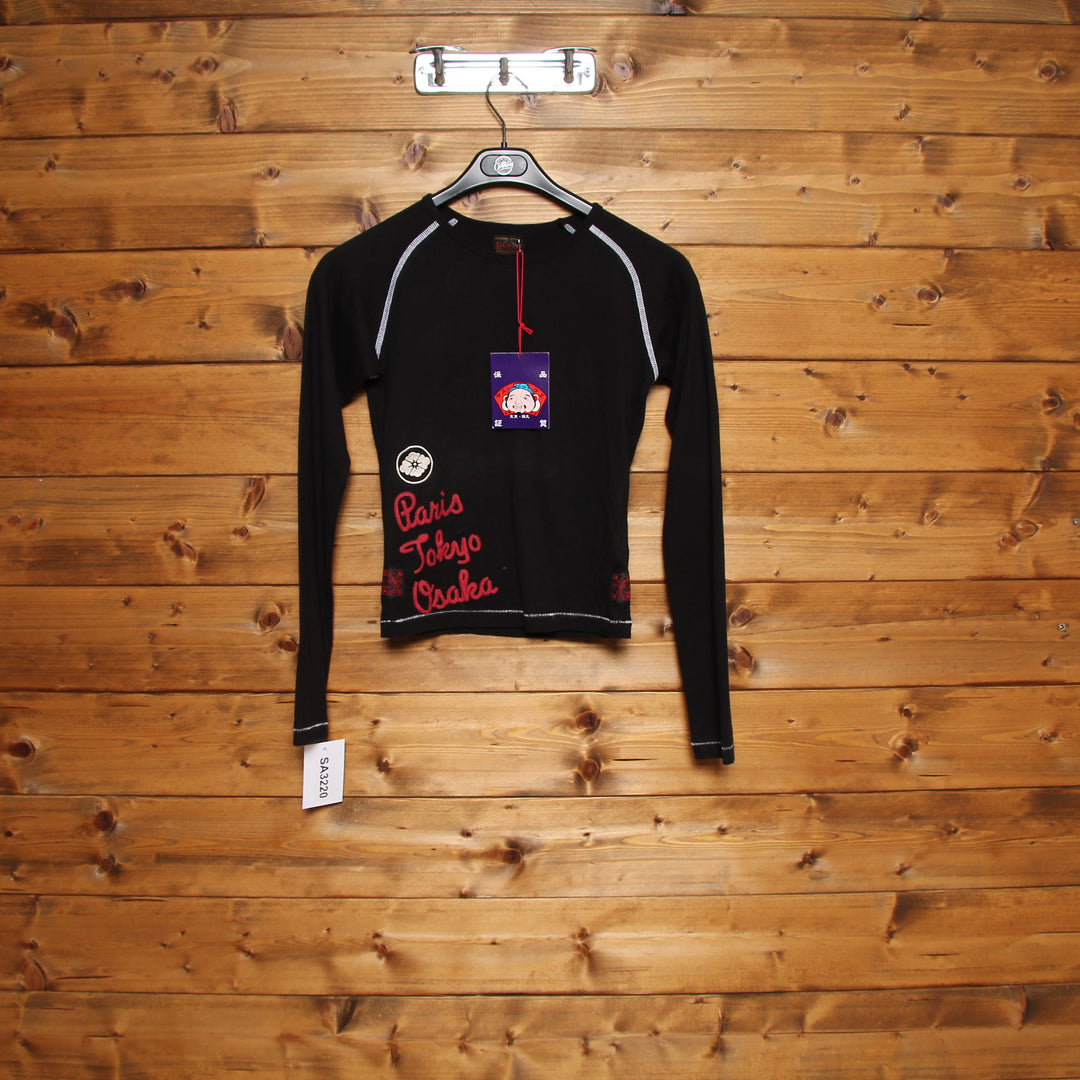 Evisu Maglia Nero Taglia XS Donna Deadstock w/Tags