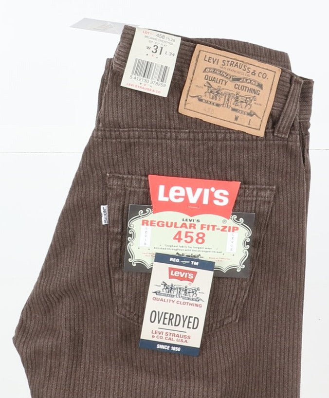 Levi's Nuovo 458 Melange Overdyed Jeans W31 L34 Marrone Uomo Vita Alta
