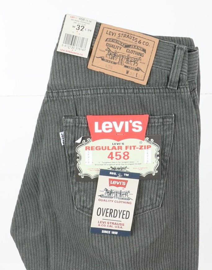 Levi's Nuovo 458 Melange Overdyed Jeans W32 L34 Grigio Uomo Vita Alta