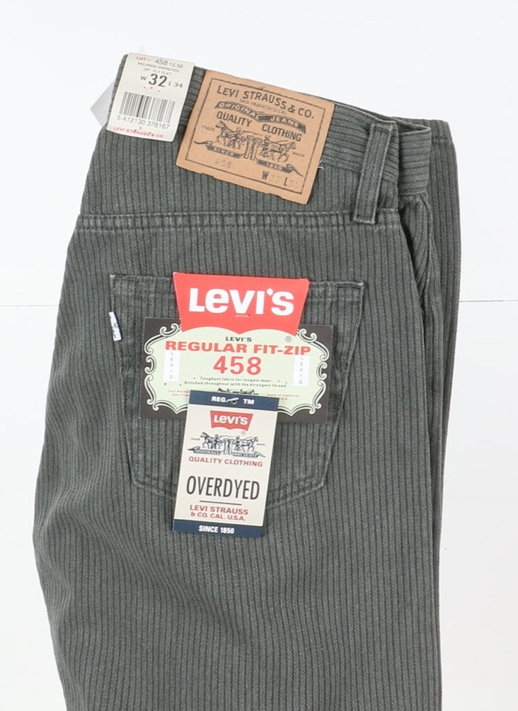 Levi's 458 Melange Overdyed Jeans W32 L34 Grigio Uomo Vita Alta Dead Stock W/Tags