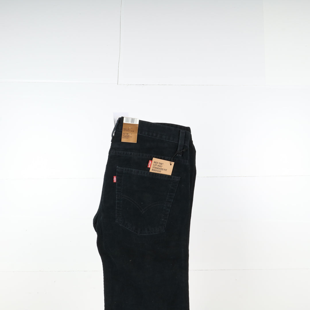 Levi's 507 Bootcut Jeans in Velluto W33 L34 Nero Unisex Vita Alta Dead Stock W/Tags