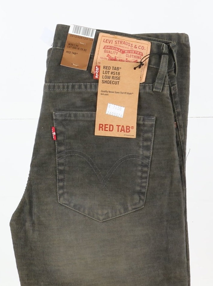 Levi's 518 Shoecut Low Rise Bootcut Jeans in Velluto W30 L34 Grigio Unisex Vita Bassa Dead Stock W/Tags