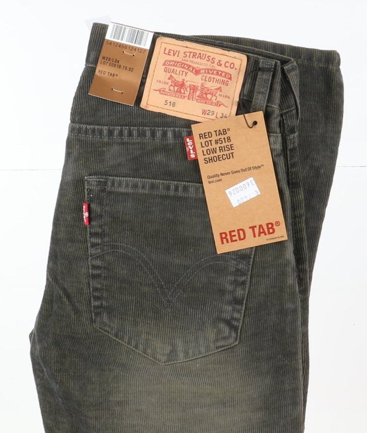 Levi's 518 Shoecut Low Rise Bootcut Jeans in Velluto W29 L34 Grigio Unisex Vita Bassa Dead Stock W/Tags