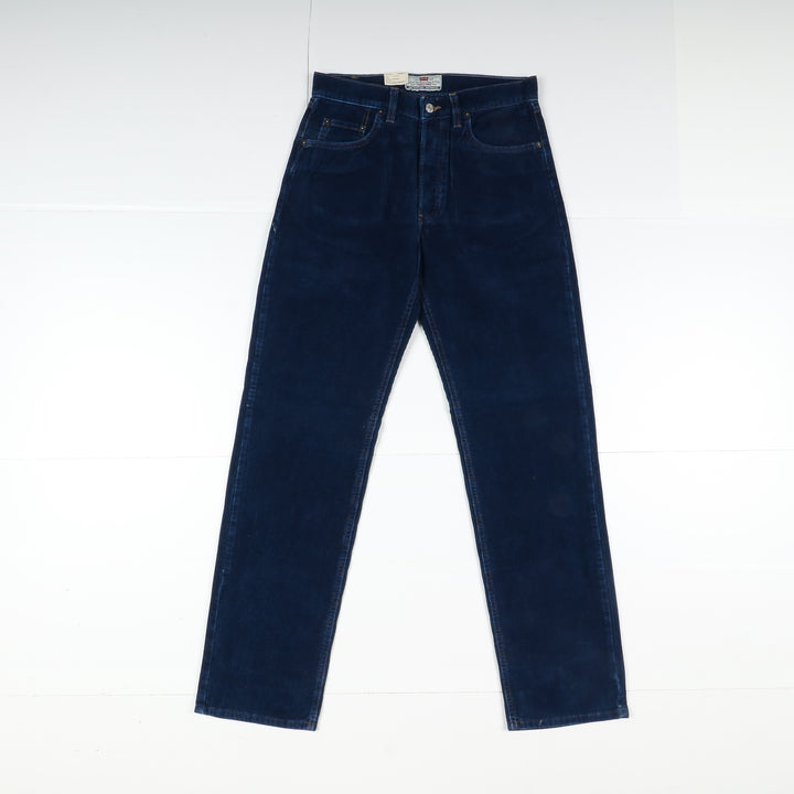 Levi's 451 Cord Jeans W32 L34 Blu in Velluto Unisex Vita Alta Dead Stock W/Tags