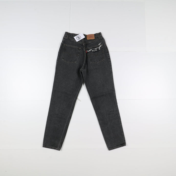 Levi's 901 Mom Fit Custom W28 L28 Nero Strappato Donna Vita Alta