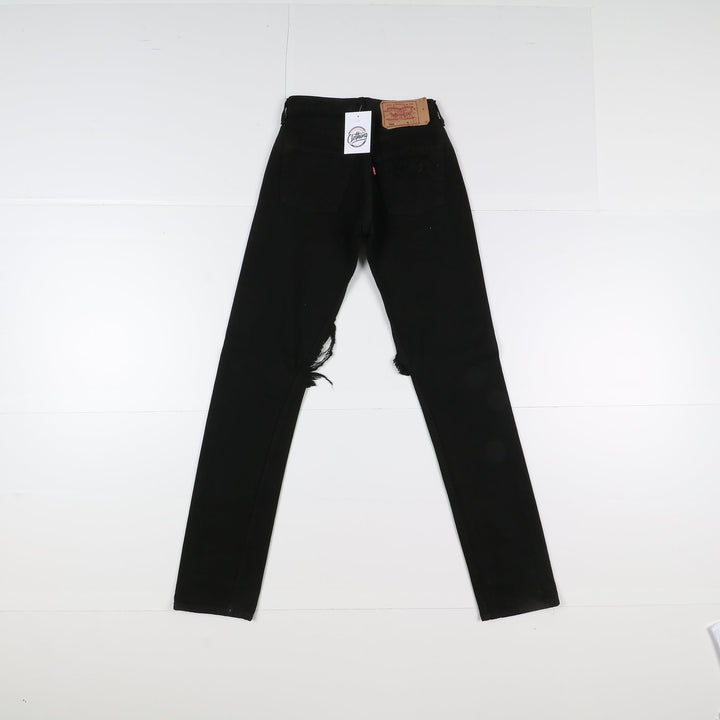 Levi's 501 Custom W28 L34 Nero Strappato Unisex Vita Alta
