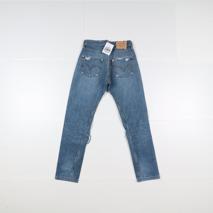 Levi's 501 Custom W28 Denim Strappato Unisex Vita Alta