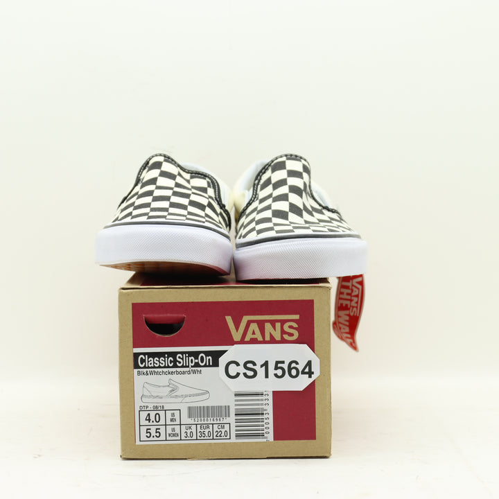 Vans Slip On Basse Bianche e Nere a Scacchi Eur 36 Unisex w/Tags