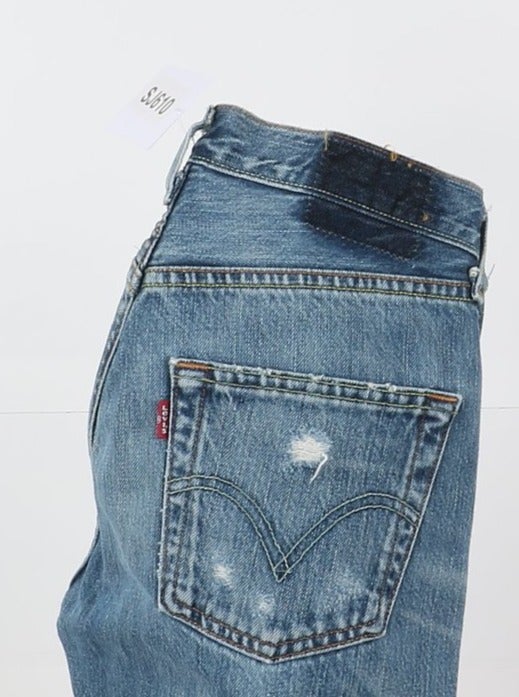 Levi's 501 Custom W28 Denim Strappato e Schizzi Unisex Vita Alta