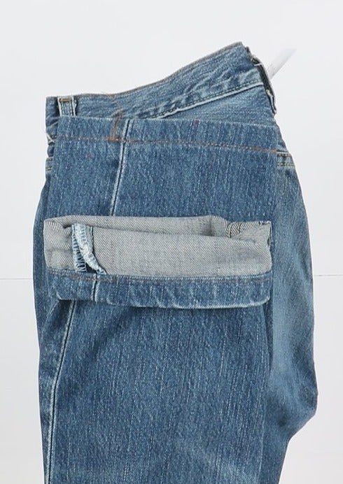 Levi's 501 Custom W28 Denim Strappato e Schizzi Unisex Vita Alta